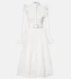 Leo Lin Aliyah Belted Lace Midi Dress In White