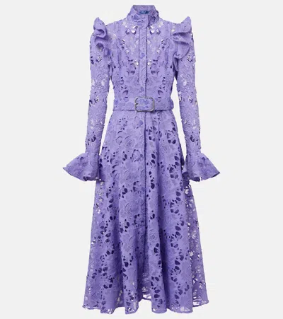 Leo Lin Aliyah Floral Ruffled Lace Midi Dress