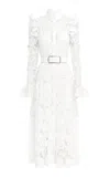 Leo Lin Aliyah Ruffled Guipure Lace Midi Dress In White