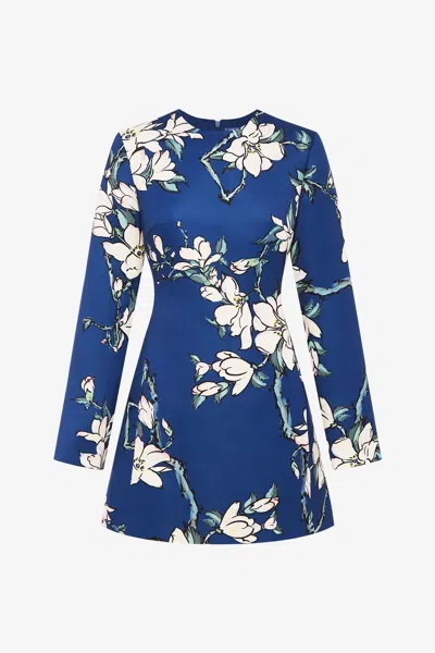 Leo Lin Aliza Long Sleeve Petal Mini Dress - Midnight Magnolia Print