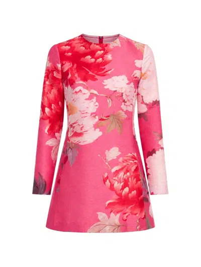Leo Lin Aliza Peony-print Mini Dress In Pink
