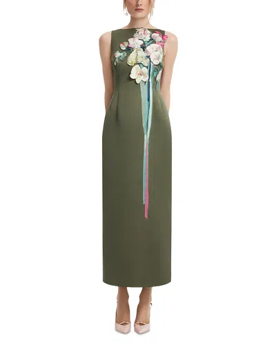Leo Lin Althea Embroidered Maxi Dress In Green