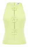 Leo Lin Amelia Button-front Crepe Top In Lime Green
