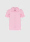 Leo Lin Amélie Appliqué Shirt Top - Flamingo In Pink