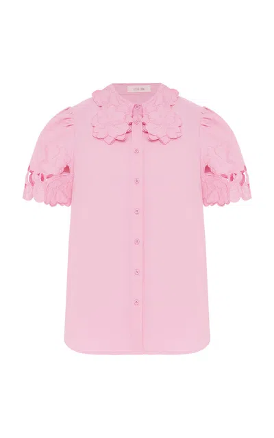 Leo Lin Amelie Applique Shirt Top In Pink