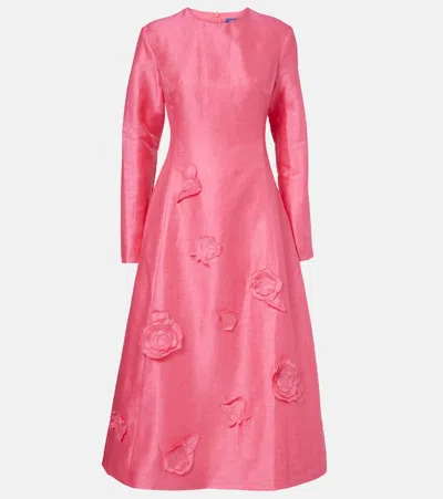 Leo Lin Amira Floral-appliqué Cocktail Dress In Pink
