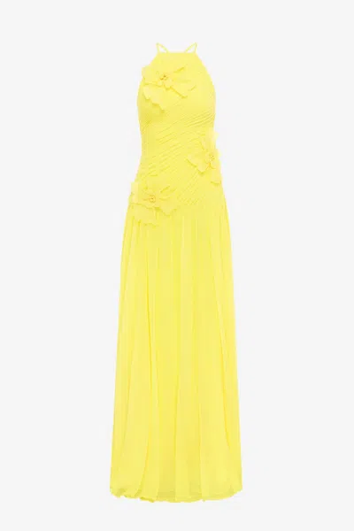 Leo Lin Amya Floral Appliqué Gown - Sunshine In Yellow