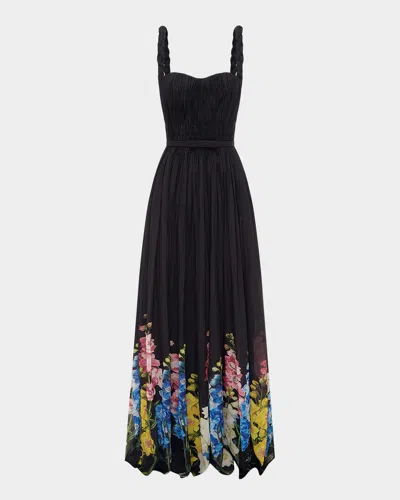 Leo Lin Angelina Ruched Floral-print Maxi Dress In Multi