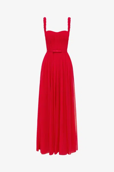 Leo Lin Angelina Ruffled Floor Length Dress - Vermilion