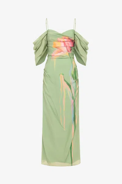 Leo Lin Angeline Maxi Dress - Tulip Print In Green