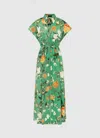 Leo Lin Anita Shirt Midi Dress - Camelia Print In Green