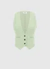 Leo Lin Anna-may Tweed Vest - Caledon Green In Green