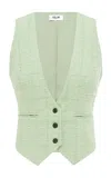 Leo Lin Anna-may Tweed Vest In Green