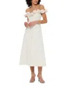 Leo Lin Annette Floral Off The Shoulder Midi Dress In Vanilla