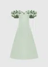 Leo Lin Ruffle-shoulder Midi Dress In Green