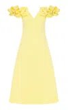 Leo Lin Annie Ruffled Off-the-shoulder Crepe Midi Dress In Yellow