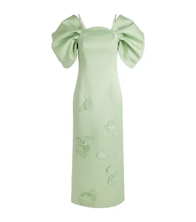 Leo Lin Arabella Floral-appliqué Dress In Green