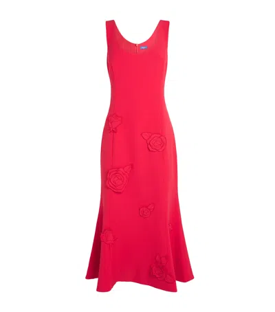 Leo Lin Appliqué Emily Midi Dress In Red