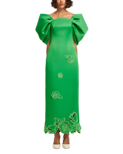 Leo Lin Arabella Applique Maxi Dress In Green