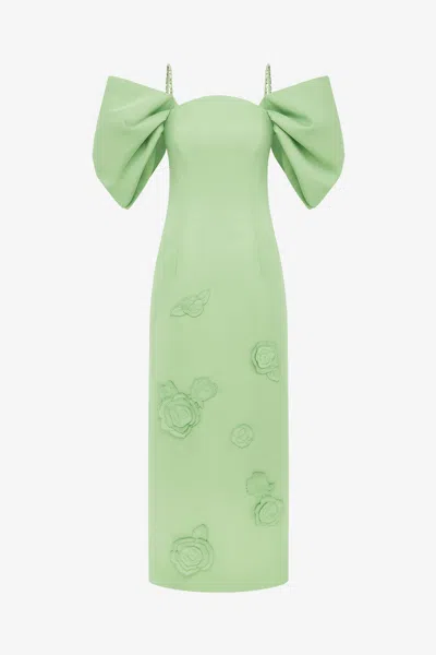 Leo Lin Arabella Appliqué Maxi Dress - Juniper Green