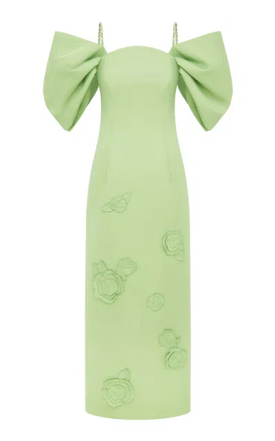 Leo Lin Arabella Puff-sleeve Maxi Dress In Green