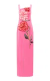 Leo Lin Arianna Appliquéd Maxi Dress In Pink