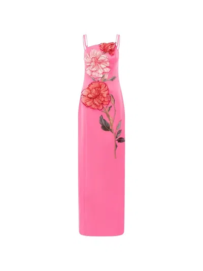 Leo Lin Arianna Applique Floral Maxi Dress In Pink