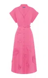 Leo Lin Aubrey Appliquéd Belted Midi Dress In Pink