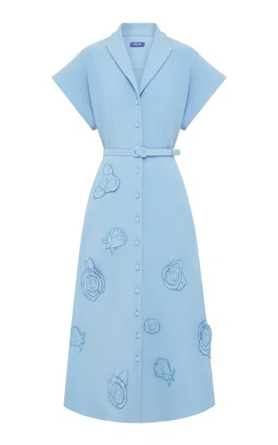 Leo Lin Aubrey Appliquéd Midi Dress In Blue