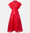 Leo Lin Aubrey Linen-blend Canvas Midi Dress In Red