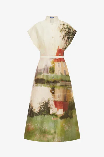 Leo Lin Aubrey Shirt Midi Dress - Serene Print