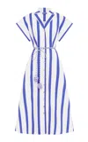 Leo Lin Aubrey Striped Cotton Shirt Midi Dress