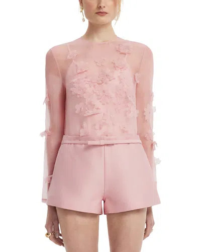 Leo Lin Aurelia Sheer Silk Petal Blouse In Pink