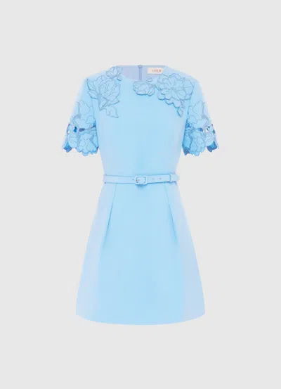 Leo Lin Aurélie Appliqué Short Sleeve Mini Dress - Cornflower Blue