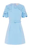 Leo Lin Aurélie Appliquéd Mini Dress In Blue