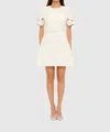 Leo Lin Aurelie Applique Short Sleeve Mini Dress In Cream In White