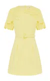 Leo Lin Aurelie Applique Short Sleeve Mini Dress In Yellow
