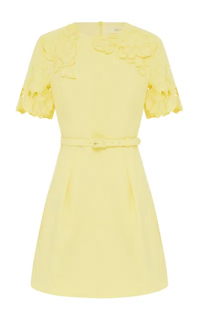 Leo Lin Aurelie Applique Short Sleeve Mini Dress In Yellow