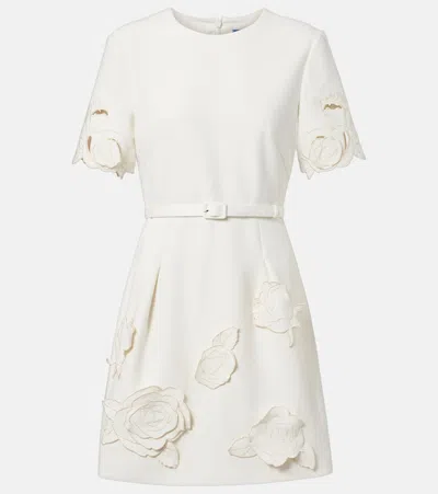 Leo Lin Aurelie Belted Floral-appliqué Minidress In White