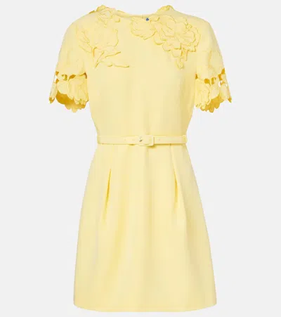 Leo Lin Aurelie Belted Floral-appliqué Minidress In Yellow