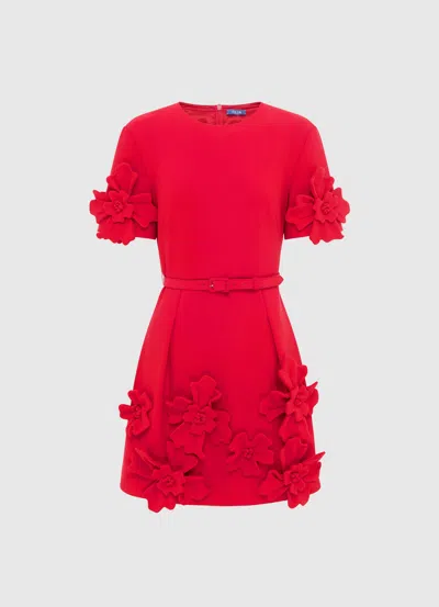 Leo Lin Aurelie Floral Appliqué Mini Dress - Rosa In Pink