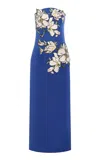 Leo Lin Ava Applique Floral Bustier Maxi Dress In Blue