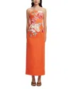 Leo Lin Ava Applique Floral Bustier Maxi Dress In Orange