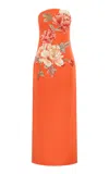Leo Lin Ava Appliquéd Floral Bustier Maxi Dress In Orange
