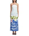 Leo Lin Ava Printed Linen Bustier Dress In Multi