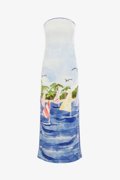 Leo Lin Ava Bustier Maxi Dress - Nautical Print