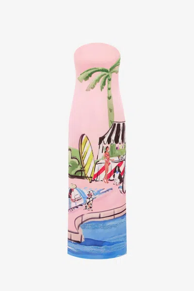 Leo Lin Ava Bustier Maxi Dress - Riviera Print In Pink
