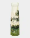 Leo Lin Ava Landscape-print Jacquard Bustier Maxi Dress In Green