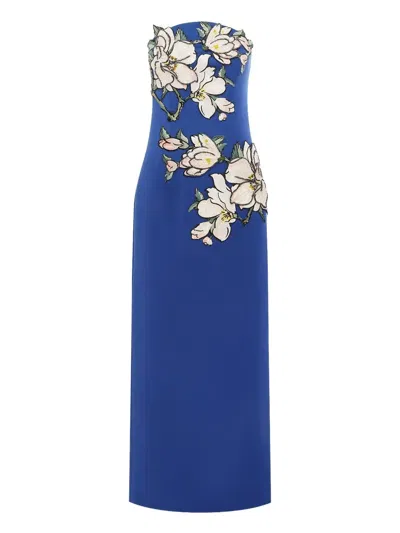 Leo Lin Ava Strapless Maxi Dress In Blue