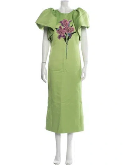 Pre-owned Leo Lin Bateau Neckline Long Dress In Green